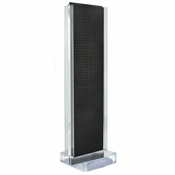 Azar Displays Two-Sided Pegboard Floor Display w/ C-Channel Sides On a Square Studio Base 700778-BLK
